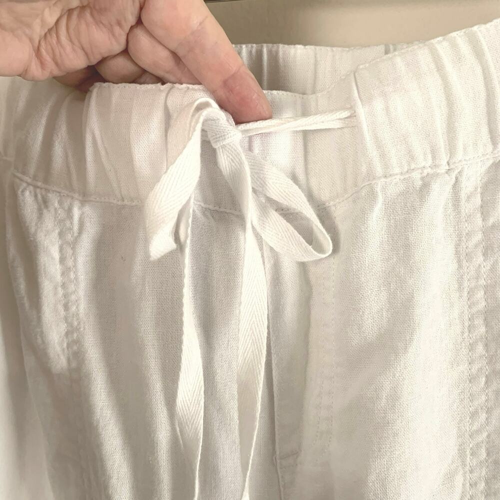 Caslon Size L Women's Drawstring Wide Leg Linen Blend Pants White Summer Comfort - Picture 5 of 8